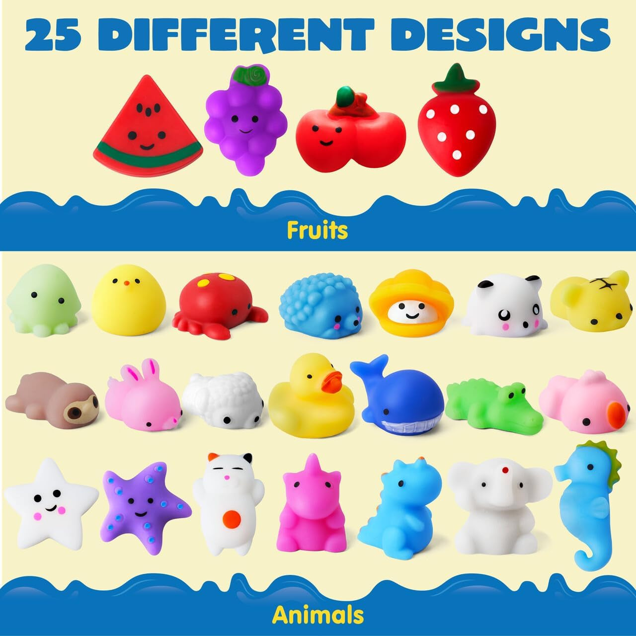 Mochi Squishy Toy Set, 50 Pack Mini Squishy Mochi, Party Favors for Kids, Kawaii Stress Relief Toys, Basket Stuffers, Goodie Bags Fillers, Birthday Gifts, Classroom Prizes