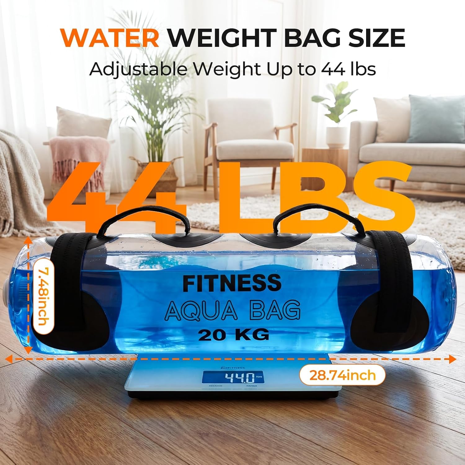 Water Weights Aqua Bag, 44 Lbs - Adjustable Portable Water Weight Workout Sandbag Alternative Stability Fitness Equipment for Strength Core Balance Training Full Body Exercise Home Gym