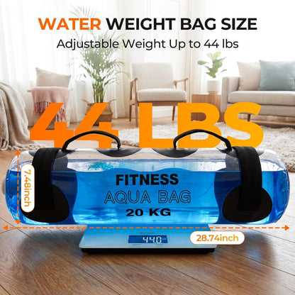 Water Weights Aqua Bag, 44 Lbs - Adjustable Portable Water Weight Workout Sandbag Alternative Stability Fitness Equipment for Strength Core Balance Training Full Body Exercise Home Gym