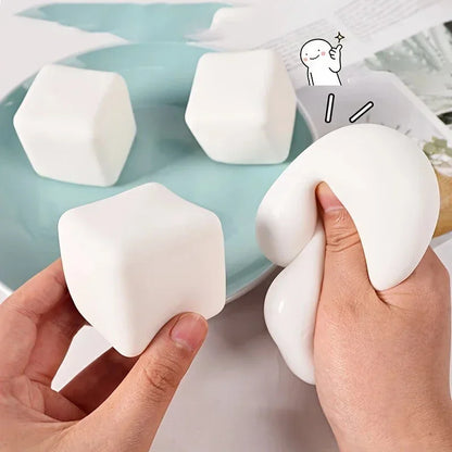 A Cute Tofu Stress Balls Sensory Toys Stress Relief Fidget Toys Squishy Dough Ball Gifts for Adults Children Best Gift