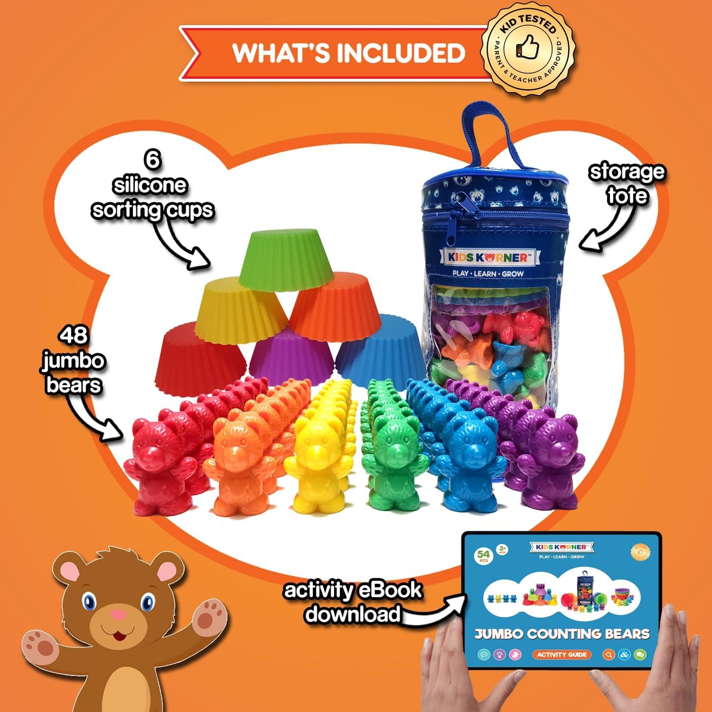 Cute & Cuddly Counting Bears - Sort, Count, Match & Play with 48Pc + Ebook