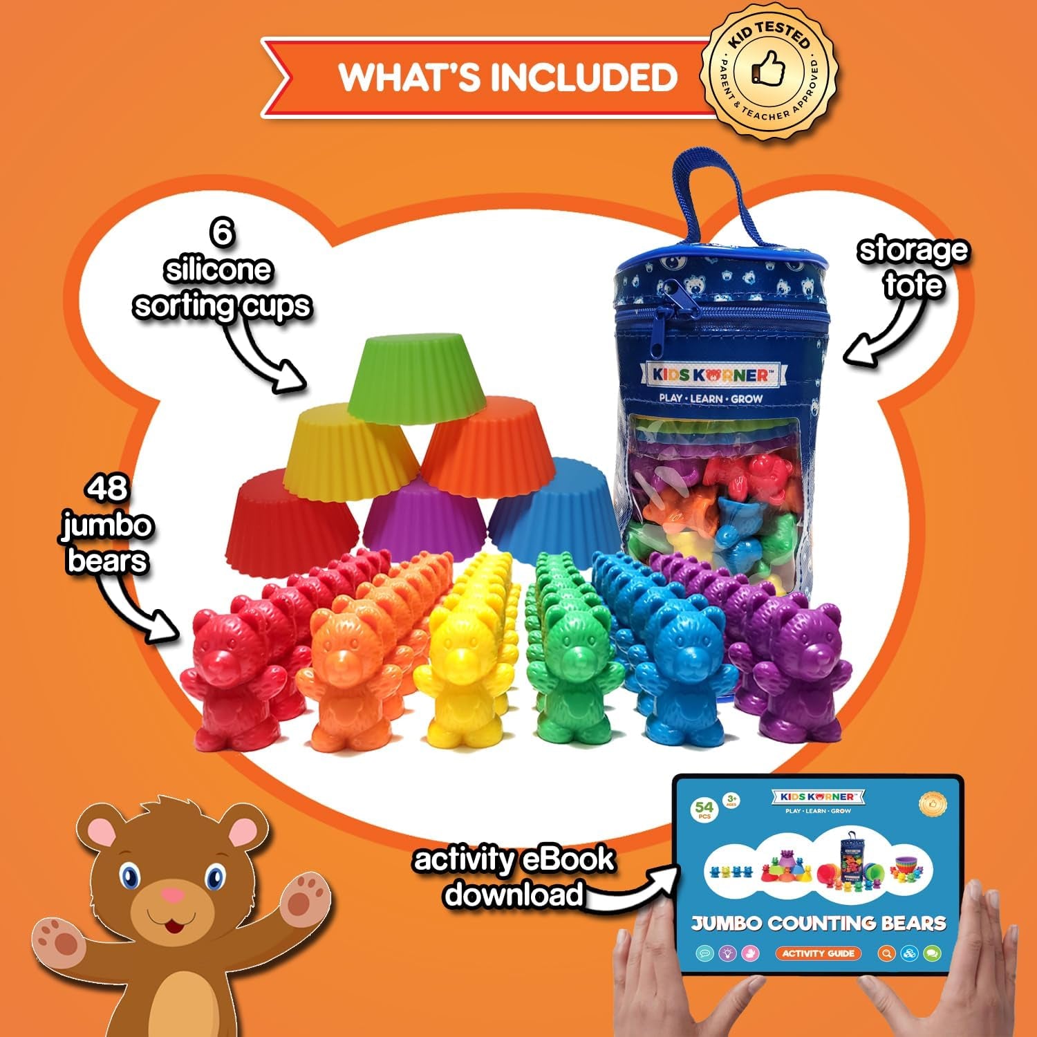 Cute & Cuddly Counting Bears - Sort, Count, Match & Play with 48Pc + Ebook