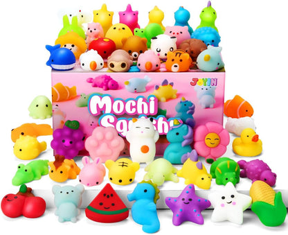 Mochi Squishy Toy Set, 50 Pack Mini Squishy Mochi, Party Favors for Kids, Kawaii Stress Relief Toys, Basket Stuffers, Goodie Bags Fillers, Birthday Gifts, Classroom Prizes