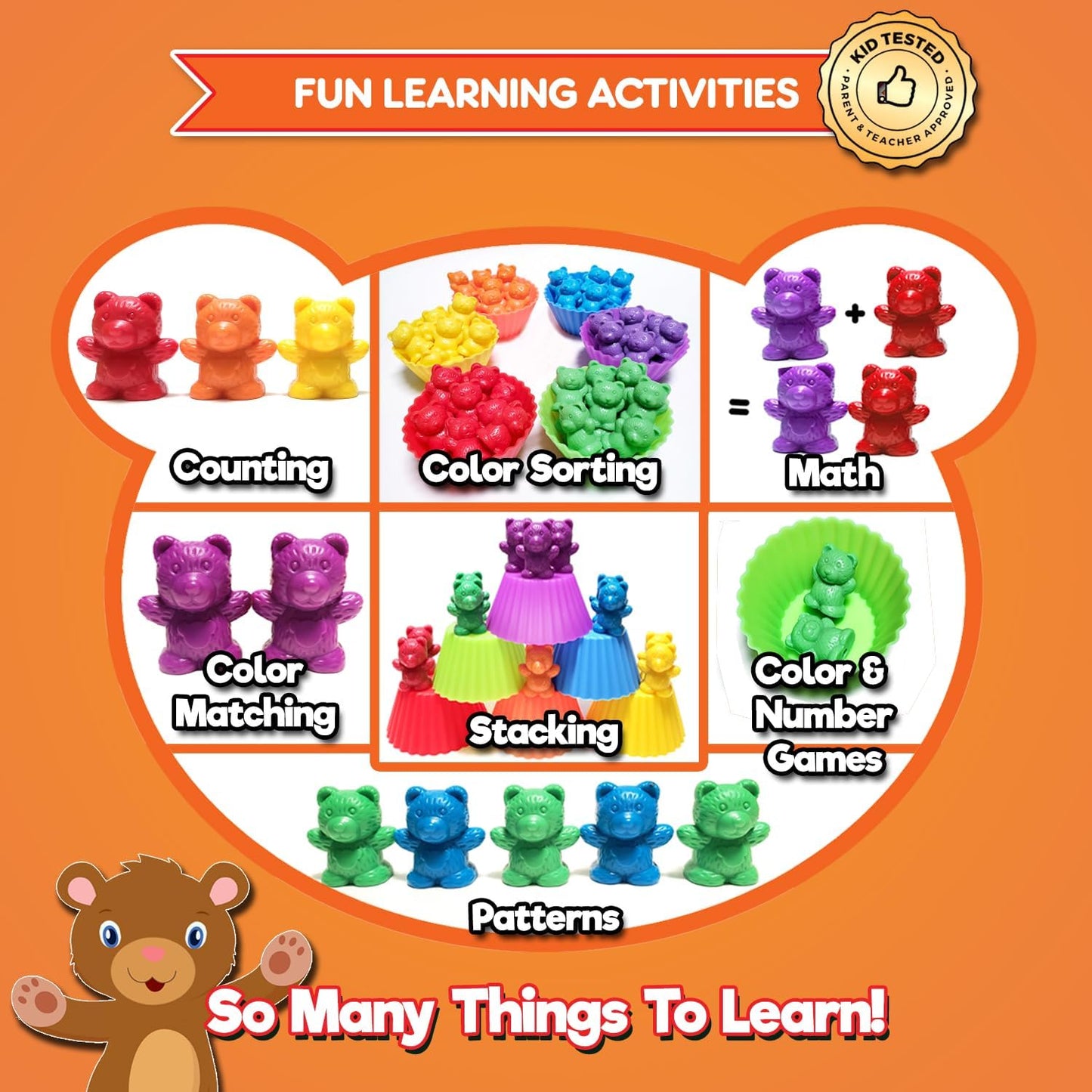Cute & Cuddly Counting Bears - Sort, Count, Match & Play with 48Pc + Ebook