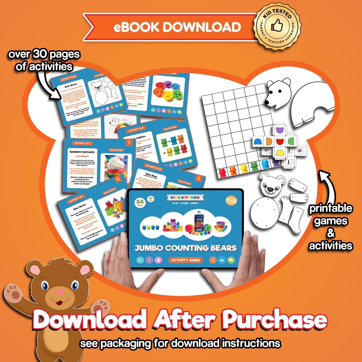 Cute & Cuddly Counting Bears - Sort, Count, Match & Play with 48Pc + Ebook